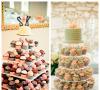Svatební dort s cupcakes Košíčky pro růžovou svatbu